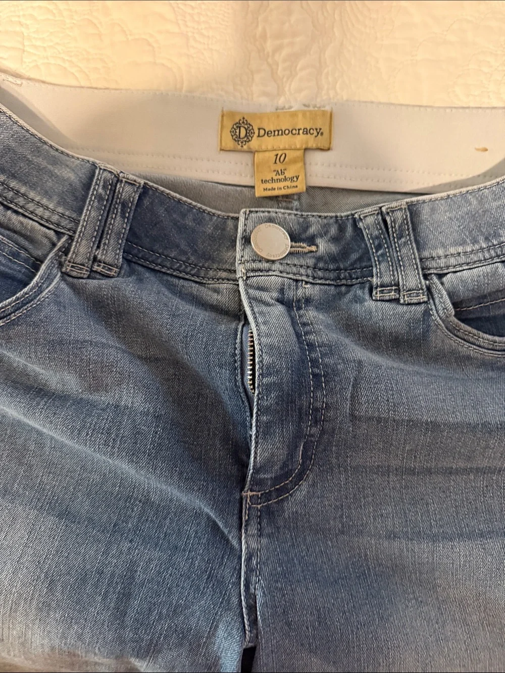 Democracy Straight-Leg Light Blue Distressed Jeans